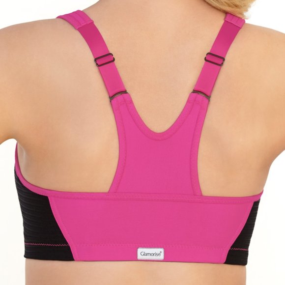 Set of 3! 40B Glamorise SPORT Bra (HIGH-IMPACT) Pink (RACERBACK) T-Back Zip NEW - Picture 5 of 16